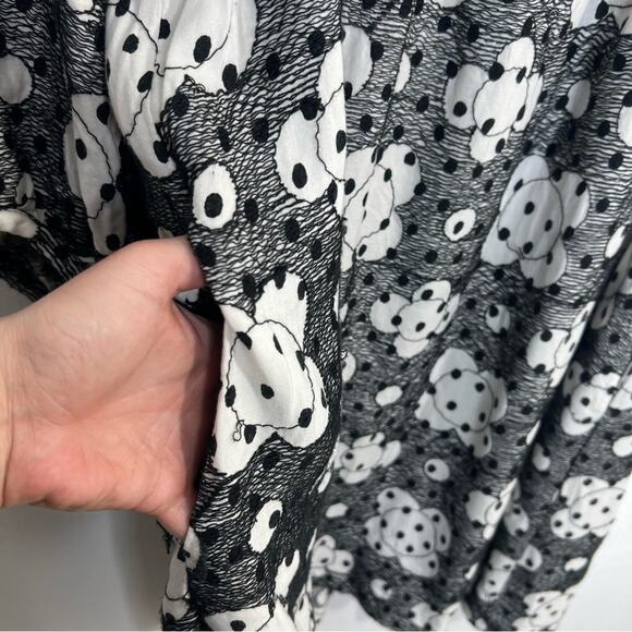 ANTHROPOLOGIE by Jane Black White Textured Floral Babydoll Dress Size 16 - Picture 11 of 16